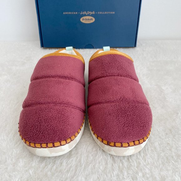 DR. SCHOLL'S Women's Cozy Vibes Slippers, Shearling, Burgundy, Size 8/8.5/9/9.5 - Picture 2 of 7